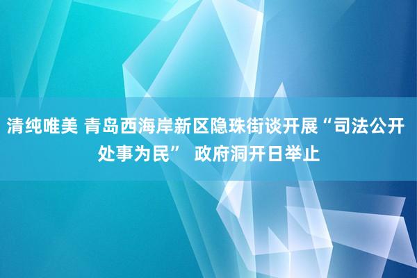 清纯唯美 青岛西海岸新区隐珠街谈开展“司法公开 处事为民”  政府洞开日举止