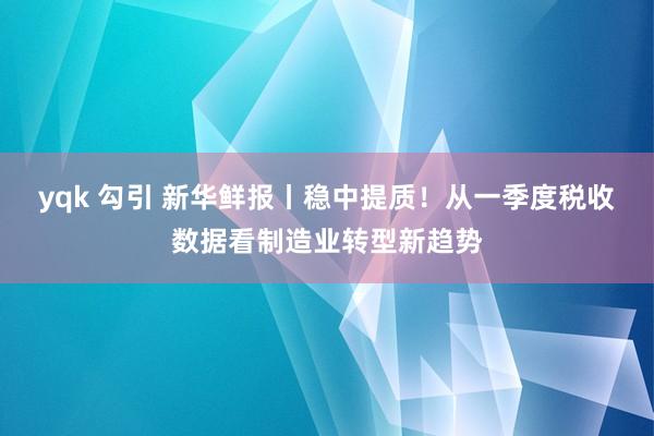 yqk 勾引 新华鲜报丨稳中提质！从一季度税收数据看制造业转型新趋势